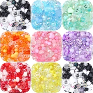 ลูกปัดพลาสติกอะครีลิคแบบสุ่มผสม 30g สำหรับ DIY งานเครื่องประดับทำสร้อยคอ สร้อยข้อมือ และพวงกุญแจ
