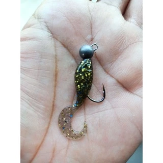 ปลายางหางหนอนซุปเปอร์จิ๋ว(ทรงอ้วน)3.5cm.0.7g.งานเก็บตกกระพงแพ็ค6ตัวและ10ตัว
