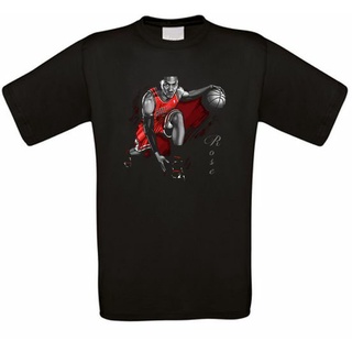 เสื้อยืดวินเทจขายดี เสื้อยืด พิมพ์ลาย Derrick Rose Bulls Basketball DCmcai19BApdoh41 สไตล์คลาสสิกS-5XL