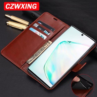 เคสสำ Samsung Note 10 Plus Case Flip Phone Case PU Leather Samsung Galaxy Note10+ 10Plus เคสโทรศัพท์มือถือ พลิกซอง