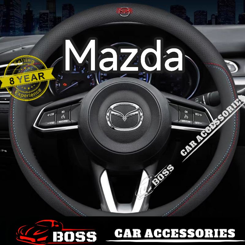 Mazda 2 3 6 CX3 CX30 CX5 CX50 CX7 CX8 CX9 ตกแต่ง Nappa พวงมาลัย Mazda 3 Mazda 6 Boss รถอุปกรณ์เสริม