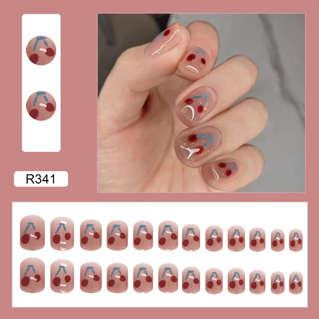 ใหม่ เล็บปลอม【R224-R349】หลากหลายสี กันน้ำ สำหรับการตกแต่งเล็บ กล่องละ 24 ชิ้น ราคา ถูกที่สุด ดีลบีเคเค แกลเลอรีภาพที่ 4