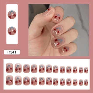⚡️【สินค้าใหม่】เล็บปลอม กล่องละ 24 ชิ้น พร้อมกาว เล็บปลอมกันน้ำ เล็บปลอมสำเร็จรูป R349