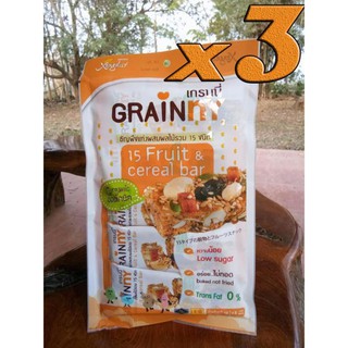 Xongdure "Grainny" 15 whole Grains &amp; Fruits Plus ( 3 Pack) 16 g. x 5 bars