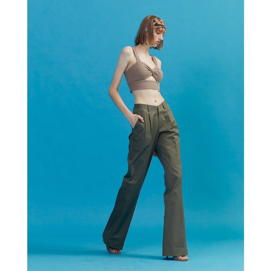 SIRINTRA The SRT X4 TPN47 V-Waist Pants - กางเกงขายาว ทรงขาบาน ผ้าคอตตอน