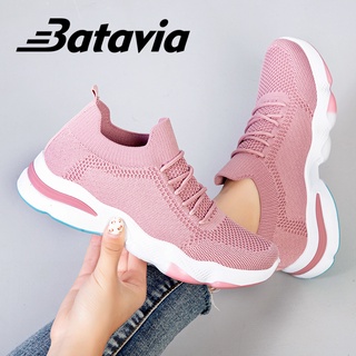 Batavia 37-40 รองเท้ากีฬา รองเท้ากีฬาสตรี รองเท้าลำลอง ส้นเตี้ย ตาข่ายถัก กันกระแทก น้ำหนักเบา ใส่สบาย A112