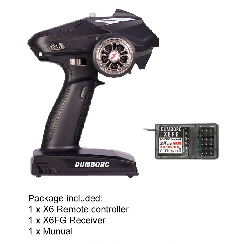 DumboRC X6 เครื่องส่งสัญญาณ X6FG (P6FG) Gyro สําหรับ 1/16 1/10 1/8 Crawler Axial SCX10 D90 RC รถสําห