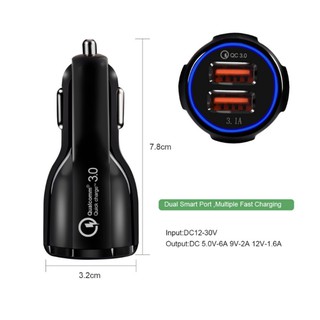 ที่ชาร์จในรถ QC3.0 ชาร์จเร็ว usb car charger quick charge หัวชาร์จ อะแดปเตอร์ ชาร์จในรถ 2ช่อง usb 3 0รุ่น6A S ของใช้