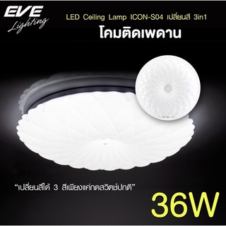 พร้อมส่ง 💡EVE โคมไฟติดเพดาน เปลี่ยนสีได้ 3 สี โคมติดเพดานLED ติดลอย รุ่น ICON-S04 ขนาด 36W แสงขาว/ขาวนวล/ เหลือง