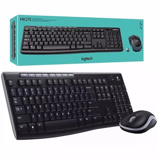 KEYBOARD + MOUSE WIRELESS  (คีย์บอร์ดและเม้าส์ไร้สาย) LOGITECH CORDLESS  MK270 (BLACK) แป้นอังกฤษ-ไทย ประกัน synnex 1 ปี