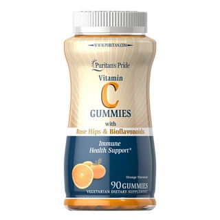 Puritans Pride Vitamin C Gummies with Rose Hips &amp; Bioflavonoids (90เม็ด)