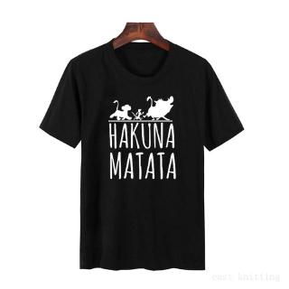 hakuna matata เสื้อยืดลําลองสําหรับสตรีผ้าฝ้ายแขนสั้นพิมพ์ลายขนาดพลัส