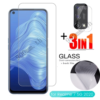 3-in-1 ฟิล์มกระจก Realme 7 5G กระจกนิรภัย Realme C17 C12 C15 C11 C3 Realme 7 7i 6i 6 Pro 5G ป้องกันหน้าจอ ฟิล์มกระจกกันเลนส์กล้อง &amp; ฟิล์มหลัง