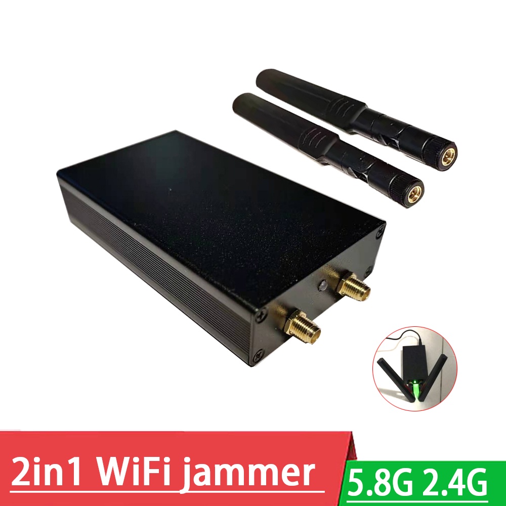 2in1 2.4G 5.8G wifi jammer wifi บล็อกสัญญาณป้องกันสําหรับการรบกวนบลูทูธ 1W RF เครื่องขยายเสียง + เสา