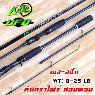 คันเบ็ด คันเอเลี่ยน UFO จากค่าย BLACK FOX มีทั้งสปิ้นและเบท เวท 8-25 LB เหมาะกับงานสปิ๋วและตีเหยื่อปลอม ด้ามจับยาง EVA