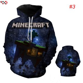 HX ไมน์คราฟต์ Minecraft 3D พิมพ์ Hoodies ลำลองแขนยาวแฟชั่นเสื้อคลุมด้วยผ้า