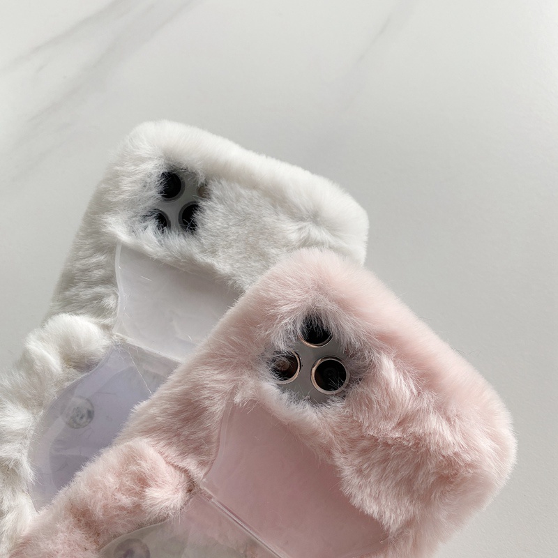 Plush Cat Stand Case For Samsung Galaxy S21 S20 S10 S9 S8 Plus Ultra Lite FE S10E S21+ S20+ S10+ S9+ S8+ Cover Cute Cartoon Holder Warm Fluff Soft Phone Case ราคา ถูกที่สุด ดีลบีเคเค แกลเลอรีภาพที่ 3