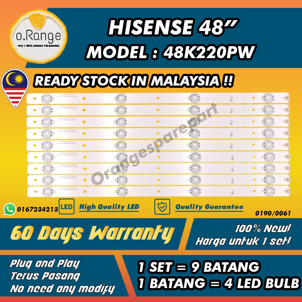 BACKLIGHT(โคมไฟทีวี) 48" 48K220PW HISENSE 48 INCH LED TV BACKLIGHT 48K220 48K220P Mla9 " (โคมไฟ)