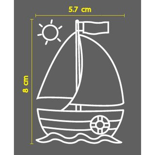 สติกเกร์ ตัด ไดคัท ปลาวาฬ ( Whale ) หรือ เรือใบ น่ารัก ขนาดเล็ก สติกเกอร์เนื้อ PVC กันน้ำ รูปเรือ การ์ตูน น่ารัก