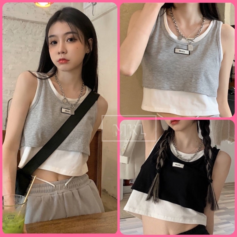MKL เสื้อกั๊กสองชิ้น สำหรับผู้หญิง ทั้งภายในและภายนอก มี2สี #42022