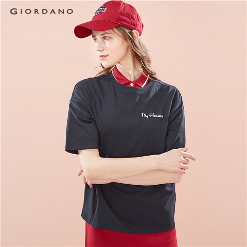 GIORDANO WOMEN Graphic crewneck loose tee 05399380