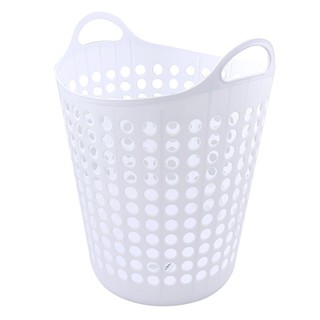 ถูกที่สุด✅  ตะกร้า ทรงมน พร้อมหู รุ่น PN862 สีขาว Round Basket with Handle 41x43x55 cm. White Color