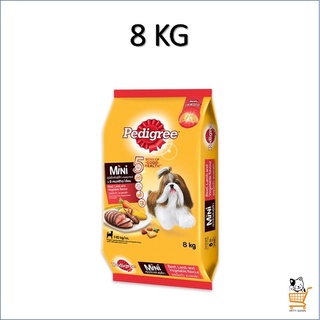 Pedigree Mini Adult 8 KG เพดดิกรี อาหารสุนัข พันธุ์เล็ก สุนัขโต รสเนื้อรสเนื้อวัว เนื้อแกะ และผัก [ 1 กระสอบ ]