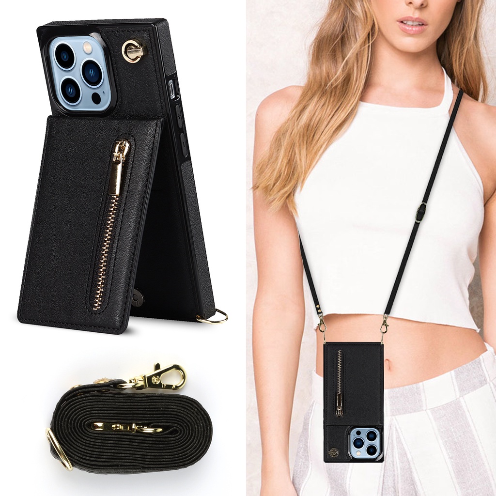 เคสโทรศัพท์ เคส เคสใส่การ์ด iPhone 14 Pro Max กระเป๋าใส่เหรียญเคสโทรศัพท์มือถือเคสป้องกัน Apple 17 Pro Max กระเป๋าสตางค์กระเป๋าเคสป้องกันแฟชั่นพร้อมสายคล้อง iPhone 16 15 promax X XR XS 15 plus 14 ฝาครอบ iphone 11 12 13 promax 17 Air case