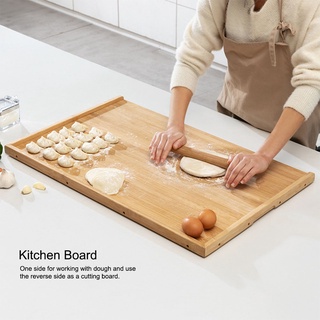 แผ่นรองนวดแป้ง แผ่นนวดแป้ง 2 in 1 Bamboo Dough Board Pastry Pastry Board Chopping Board Food เขียงเขียงท็อปครัว SL4111