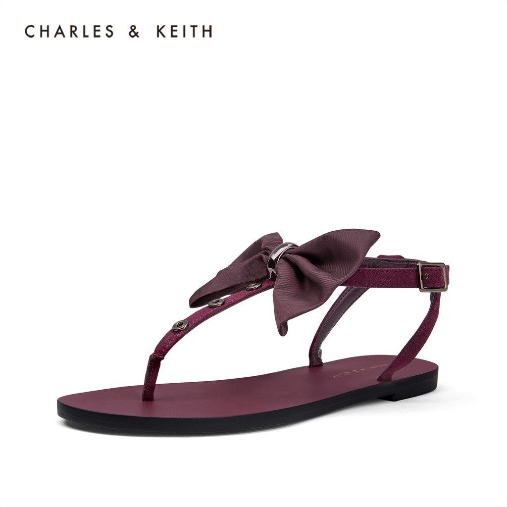 Fashionable CHARLES &amp; KEITH Women s Shoes CK1-70390265 Bowknot Ladies Flip Flops