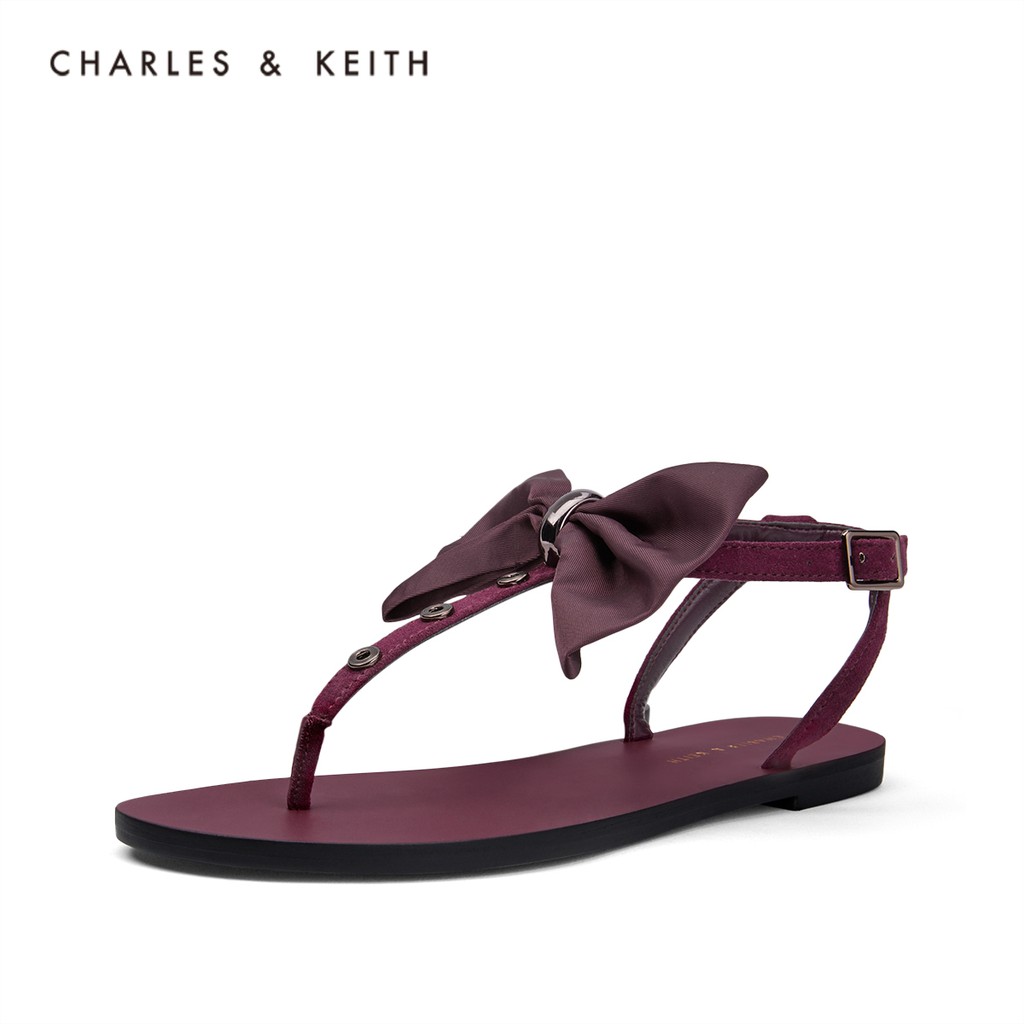 Fashionable CHARLES & KEITH Women s Shoes CK1-70390265 Bowknot Ladies Flip Flops