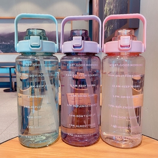 พร้อมส่งจากไทย มี9สี เก็บปลายทาง ของแท้ถูกสุด‼️กระบอกน้ำ Tritan 2ลิตร 3.8ลิตร ขวดน้ำบอกเวลา ขวดน้ำพกพา มีสเกลเวลา