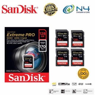 Sandisk Extreme Pro SDXC การ์ด UHS-I (64GB/ 128GB/ 256GB) (170MB)