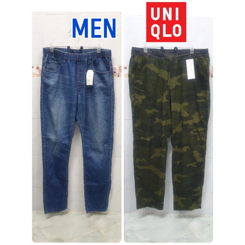 Uniqlo Men กางเกงผู้ชาย มือสอง ขายาว เอวยางยืด มีเชือกรูด Size S,M,L