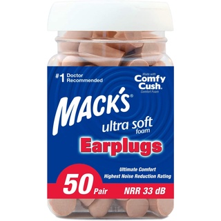 Macks 50คู่ Ultra Soft ที่อุดหูเวลานอนที่ดีที่สุด  ปลั๊กอุดหู พร้อมส่งทันที สินค้าเเท้ กันเสียง33เดซิเบล BROWN 50