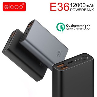 แบตสำรอง Eloop E36 12000 mAh แท้ รับประกัน 1 ปี รองรับ Quick Charge 3.0/2.0 + Apple PD + Fast Charge Power Bank