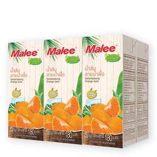 มาลี น้ำส้มสายผึ้ง ขนาด180 มล.แพ็ค6 กล่อง Malee orange vinegar, 180 ml, pack of 6 boxes