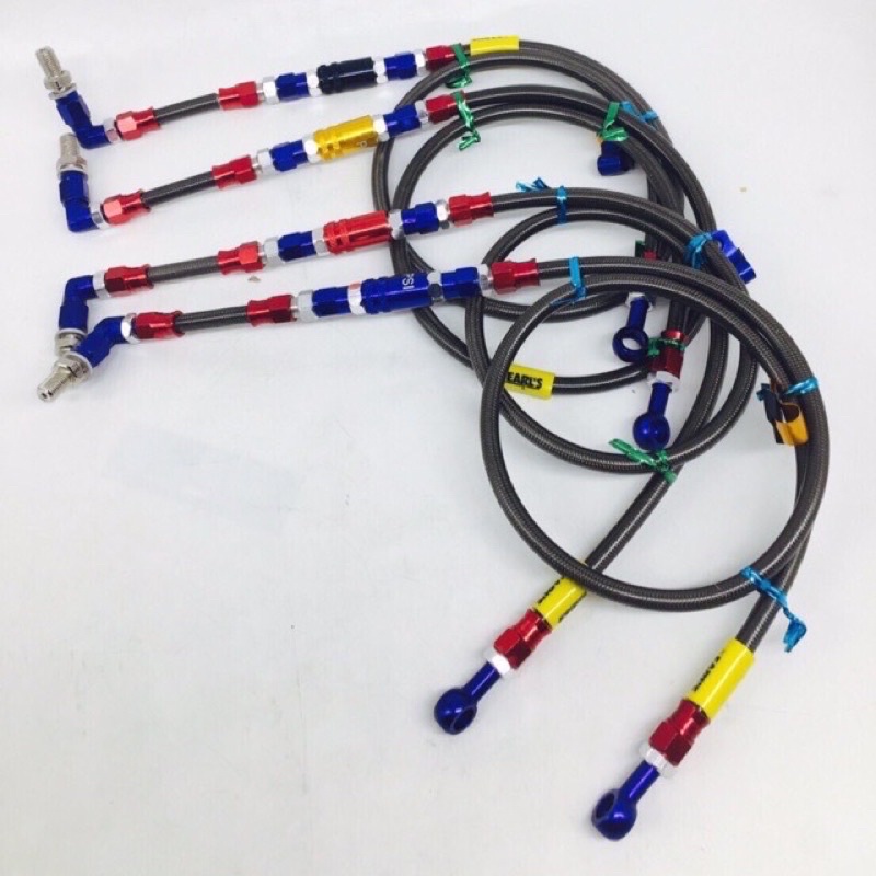 สายถักดิสเบรคหน้าคาร์บอนรุ่น PSI หัว90องศา ยาว 32 36 42นิ้ว