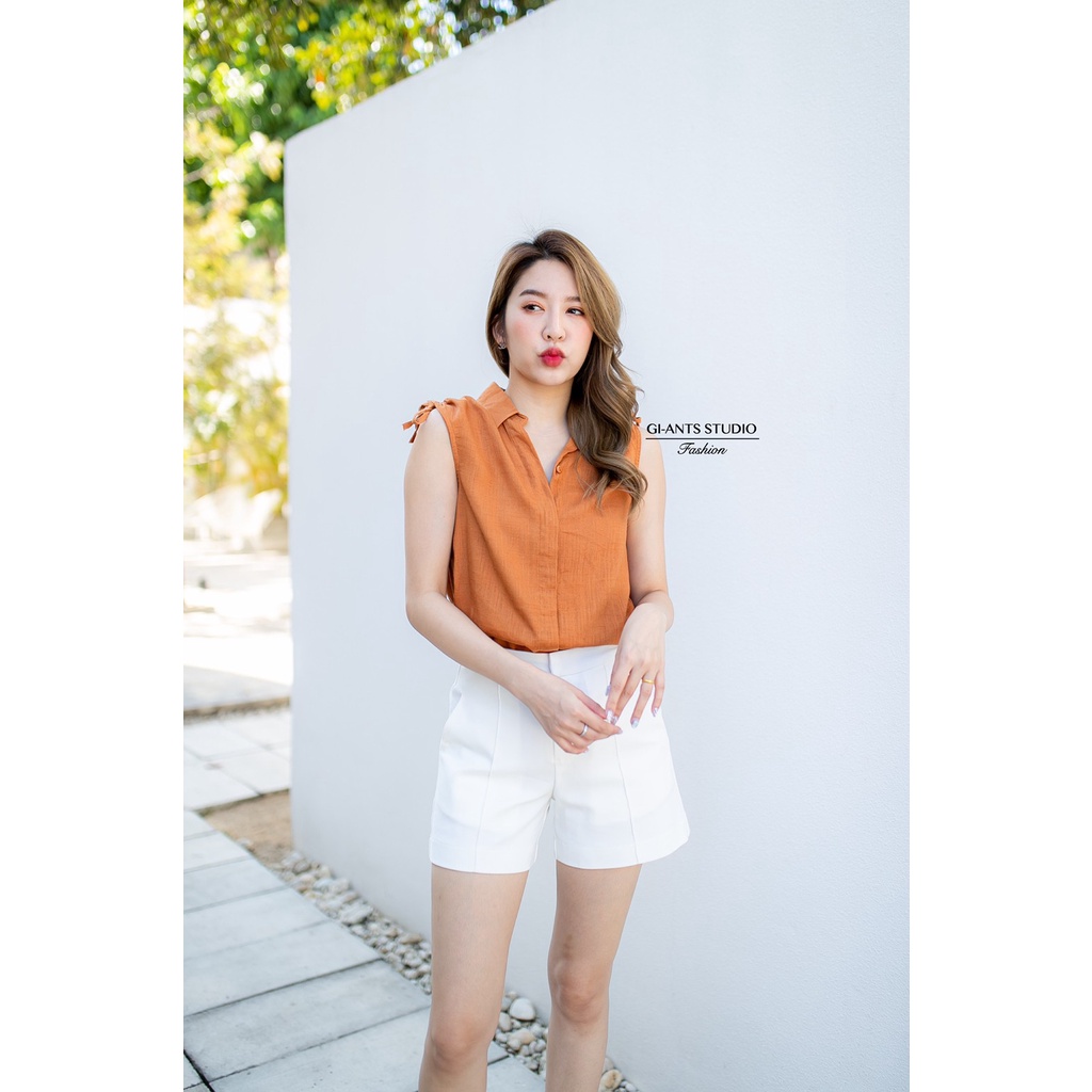 ✅Gi-ants เสื้อเชิ้ตคอปก แต่งรูดเชือกแขน(ผ้าลินิน) CARDIGAN_NISTA (FS1B)