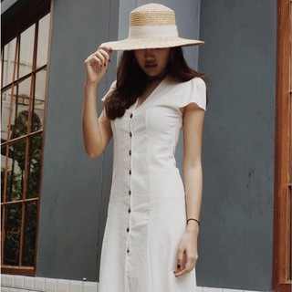 เดรสยาวกระดุมหน้า ผ้าลินินนำเข้าจากญี่ปุ่น (MILLY LONG DRESS cotton)