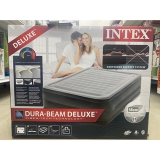 Intex ที่นอนเป่าลม 5 ฟุต (ควีนไซต์) Dura-Beam Deluxe ที่สูบลมไฟฟ้าในตัว  64418