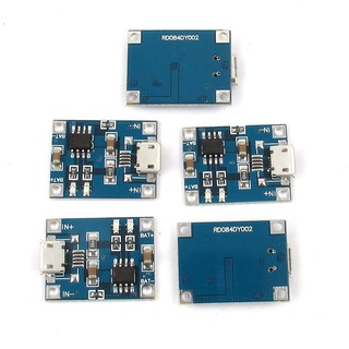 Ptptrate บอร์ดโมดูลชาร์จแบตเตอรี่ลิเธียม 5V Micro USB TP4056 สําหรับแบตเตอรี่ลิเธียม 1A 5 ชิ้น