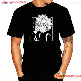 charactersstudio 2021 Kawaii Hunter X Hunter Tshirt Men Short Sleeve Killua Zoldyck T-shirt Crew Neck Fitted Soft Cotton