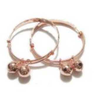 TANITTgems กำไลข้อเท้าเด็กกระพรวนคู่นากสลักลาย รุ่น TNBG191 - Rose Gold