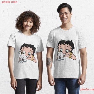 ราคาต่ำสุด!!ตุ๊กตาเบ็ตตี้ ที่รัก ผู้ชาย เสื้อยืด Betty Boops and Pudgy Dog Essential T-Shirt เสื้อคู่ ยุโรปและอเมริกา เส