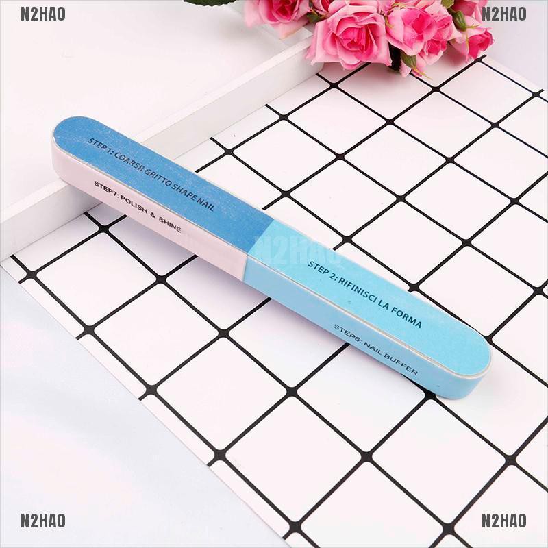 N2HAO 2Pcs creative printing nail file sanding sand six-sided polishing ...