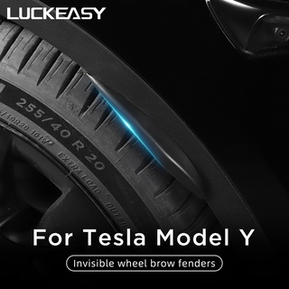 Tesla อุปกรณ์เสริมLUCKEASY For Tesla Model Y Wheel Eyebrow Mud Flas Model 3  2021 2022 Accessories Mudguards Slash Guard