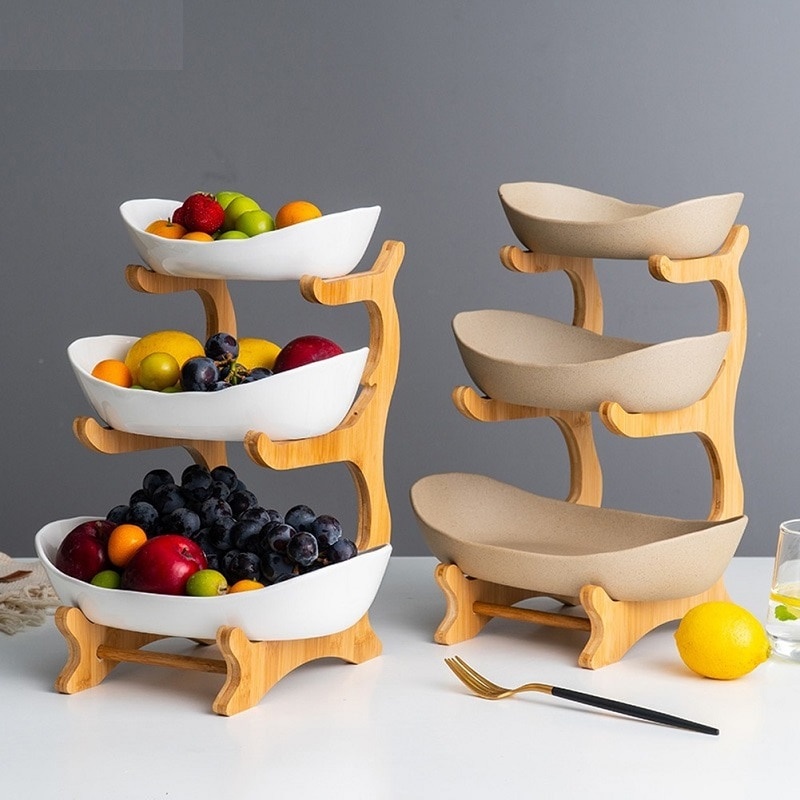 JOYLOVE Ceramic Candy Dish Threelayer Fruit Plate Snack Plate Creative