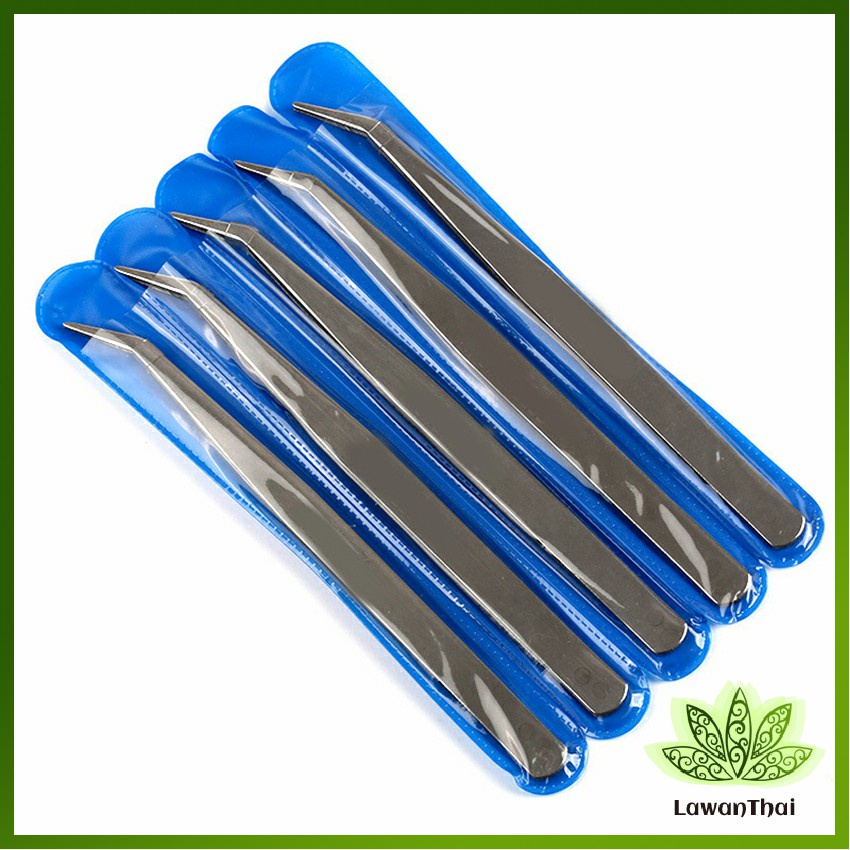 Lawan คีบหนีบสแตนเลส คีมหนีบอเนกประสงค์ มี 2 แบบ ปากคีบงอ ปากคีบแหลม Stainless steel tweezers