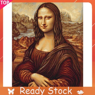 11CT ชุดเย็บปักถักร้อย Mona Lisa ตรายางเย็บปักถักร้อยตกแต่งบ้าน (40X50 ซม)